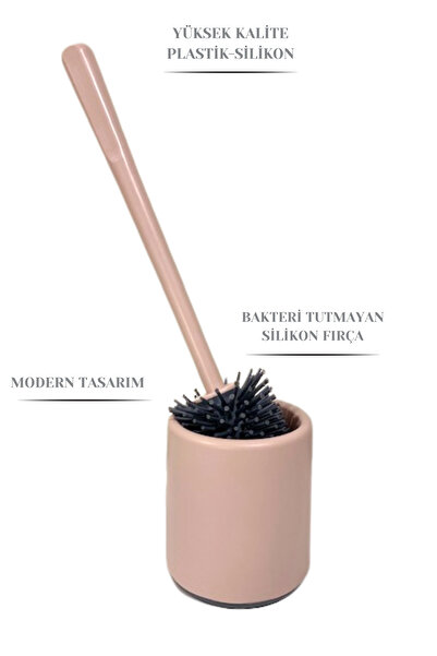 ViZKA Silicone Toilet Brush Wc Toilet Bathroom Brush Set, Oval / Powder