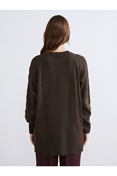 LC Waikiki Brown Crew Neck Women's Knitwear Tunic