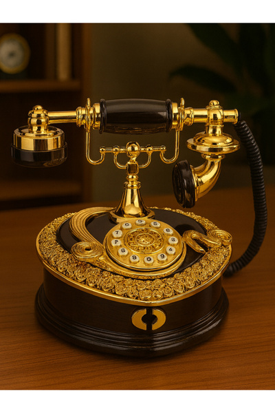 moryconcept Retro Avrupa Tarzı Telefon Şekilli Müzik Kutusu Çekmeceli ve Dekoratif Masaüstü Aksesuarı