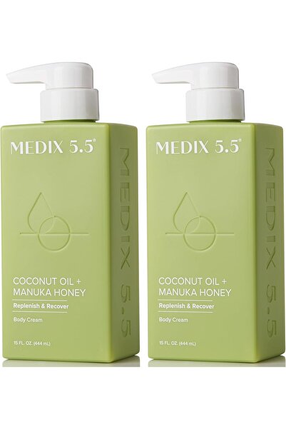 MEDİX 5.5 كريم زيت جوز الهند وعسل مانوكا، كريم علاجي ومرطب لإعادة ترطيب البشرة، أخضر