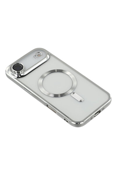 OEM Husa Magnetica MagSafe iPhone 17 Air – Transparenta Protectie sticla camera, Incarcare Argintie