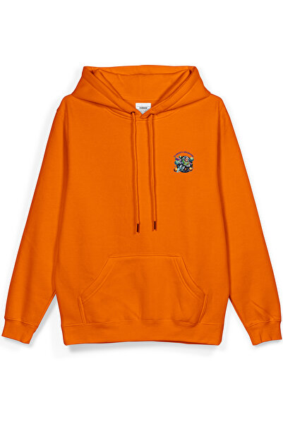 Overoz Toy Story Світшот з принтом на спині та капюшоном Oversize Sweatshirt Помаранчевий Hoodie H1391