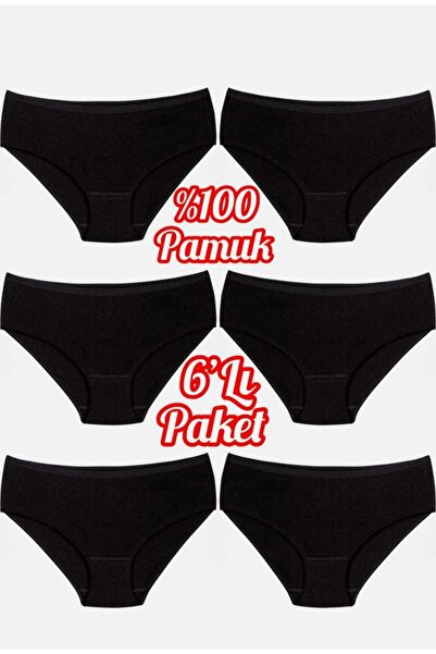 NARIYA Kadın Külot Büyük Beden Geniş Battal Rahat 6'lı Ekonomik % 100 Pamuk Yüksek Bel Kadın Bato Külot