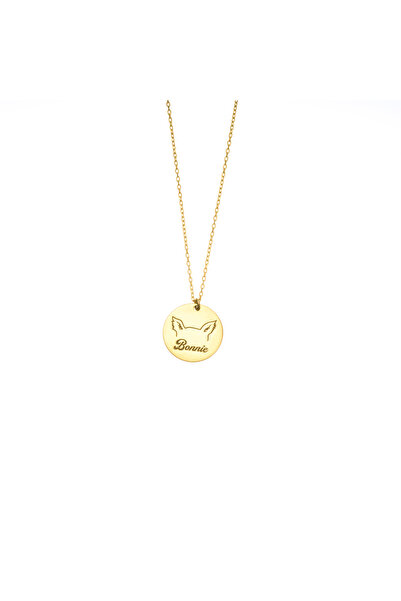 Medusa Gift 925 Ayar Gümüş Zincirli 14 Ayar Altın Kaplama İsimli Köpek Kolye Gold