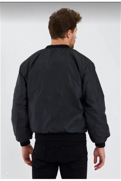 ARONA Mdb Men's Plain Bomber Jacket Black