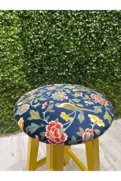 TABURECİTYS Taburecity-Sarı Renk Kumaş Döşemeli Ahşap Tabure-Sandalye -70 CM ...