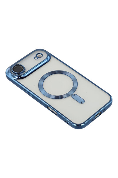 OEM Husa Magnetica MagSafe iPhone 17 Air – Transparenta Protectie sticla camera, Incarcare Albastra
