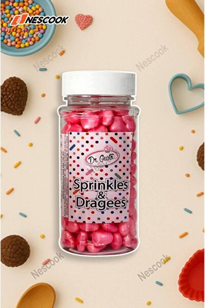 Neskuk Pasta Süsleme Şekeri Pembe Kalp Draje Sprinkles / Sevgililer Günü Sprinkles