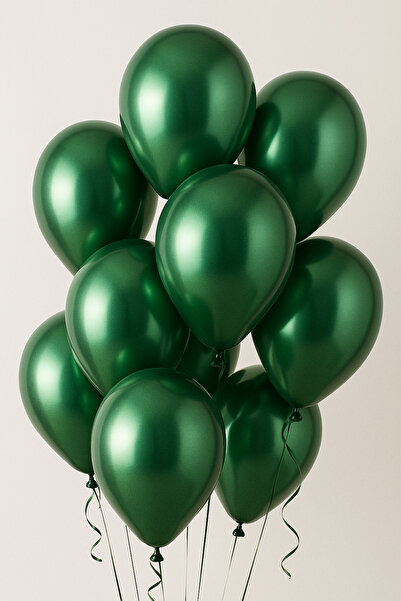 Öz-bal 5 Adet Koyu Yeşil Metalik Balon Seti – Doğum Günü, Baby Shower ve Düğü...