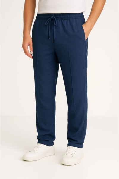 Silerra Mdb Men's Linen Trousers – with Pockets, Elastic Waistband and Drawstring, Breathable Comfortable Fit, Summer and Spring