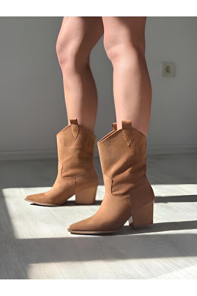 SHOEBOURNE Camel Süet Western Tarzı Sade Günlük Bot