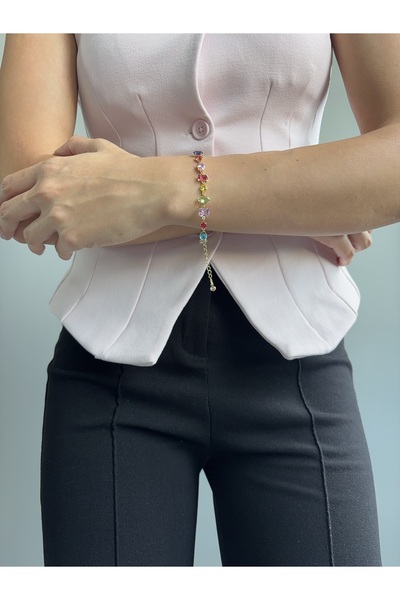 Ressia سوار بتصميم حجر الزركون الملون بألوان قوس قزح