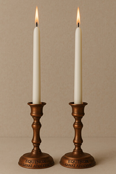 EQUINOX MUM (SADECEMUM) 2’li Uzun Beyaz Dekoratif Şamdan Mumu – Vanilya Kokul...