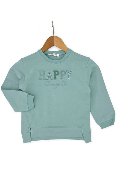 voyyo kids baby Girl's Happy Embroidered 7-8-9-10 Year Old Denim-Look Leggings 2-Piece Seasonal Top and Bottom Set