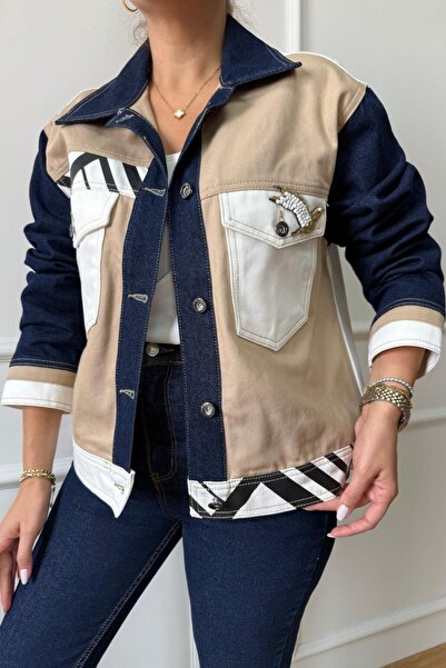 Suziş Denim Jacket with Bird Embroidery Detail and Garnishes Key35336