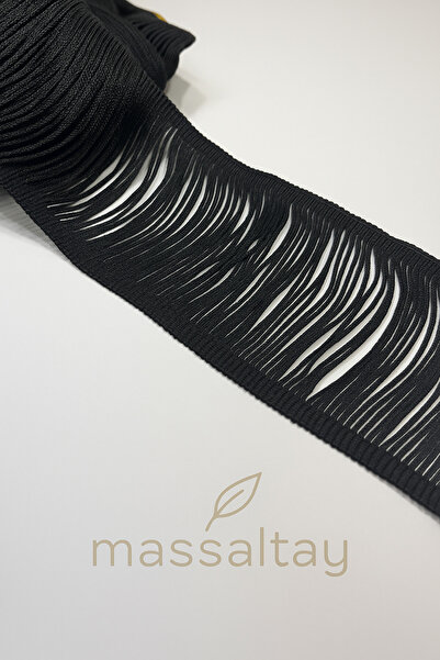 Massaltay Panglică neagră cu ciucuri 1 metru – Accesoriu din material textil ...