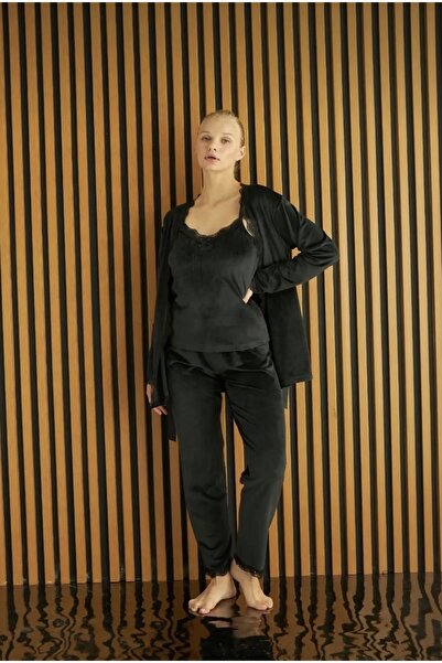 Pijamoni Kadife Yumuşak 3’lü pijama takımı