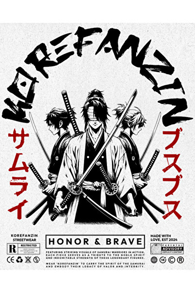 Korefanzin Μαύρο φούτερ με κουκούλα με σχέδιο ιαπωνικού τύπου σαμουράι