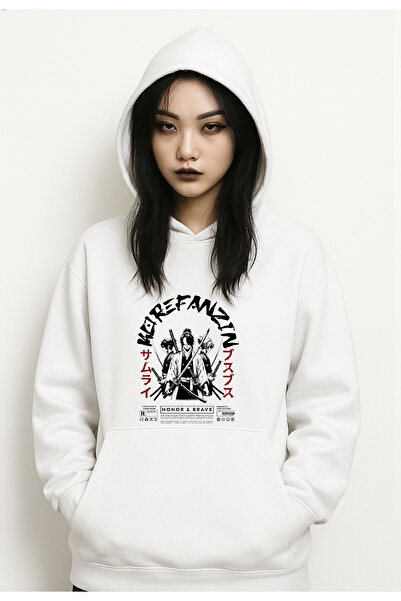 Korefanzin Μαύρο φούτερ με κουκούλα με σχέδιο ιαπωνικού τύπου σαμουράι