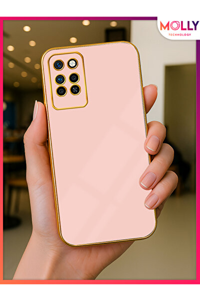 Molly İnfinix Note 10 Pro İçin Rose Kenarları Gold Detaylı Lüks Silikon Kılıf