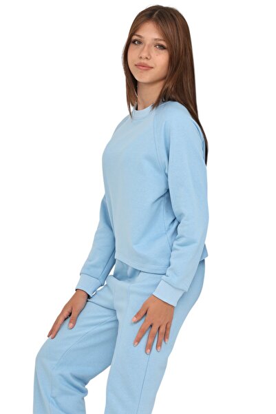 ERDEM KIDS Σχολικό κοστούμι αθλητικής φόρμας για κορίτσια, παντελόνι παλάζο με ελαστική μέση, βαμβακερό με 3 κλωστές, μανίκια ρεγγκλάν