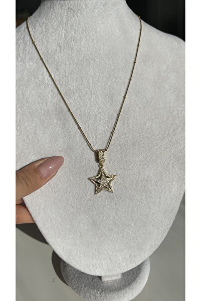 NURA JEWELRYS YILDIZ MODEL ÇIKARTILABİLİR UÇLU ZİRKON TAŞLI GOLD ÇELİK KADIN ...