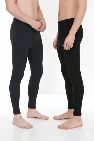 Isıl Termal |   Super 2-Pack Anthracite and Black Thermal Winter Men's Tights