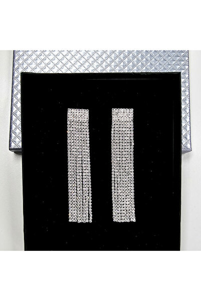 velve Cercei lungi, eleganti, Rina, cu opt siruri de pietre semipretioase, Argintiu