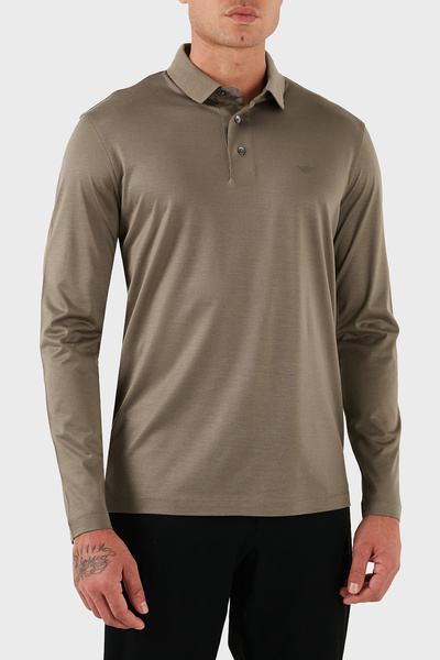 Emporio Armani Bumbac slim fit Hanorac cu mânecă lungă și nasturi, cu guler p...