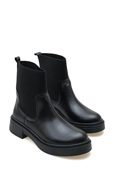 SEEM & BE Luisa Kumaş Detaylı Kadın Siyah Chelsea Bot