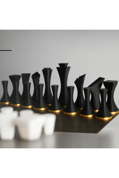 hivhestın Modern Minimalist Tasarım Satranç Taşları Seti | 3D Baskı | PLA Malzeme | Tam İki Takım