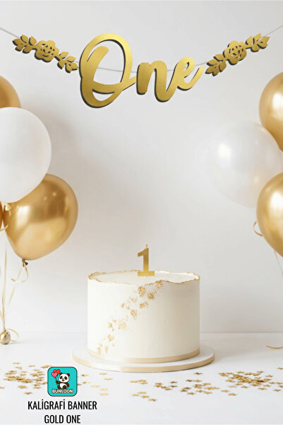 Bunloon Καλλιγραφία Banner Gold One – Στολίδι γενεθλίων 1 έτους 100 εκ.