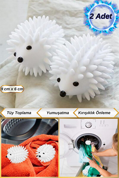 Hombak 2 Adet Kirpi Tasarım Çamaşır Makinası Tüy Toplayıcı Kırışıklık Önleyic...