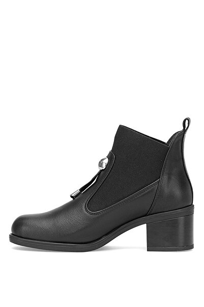 Mammamia D25Kb-1805 Women's Genuine Leather Heeled Boots Black