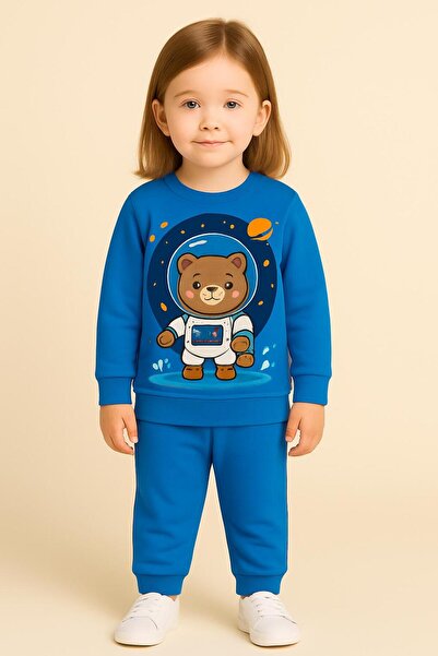 MODA Σετ παιδικής φόρμας με στάμπα αρκουδάκι, μακρυμάνικο, με λαιμόκοψη ποδηλ...
