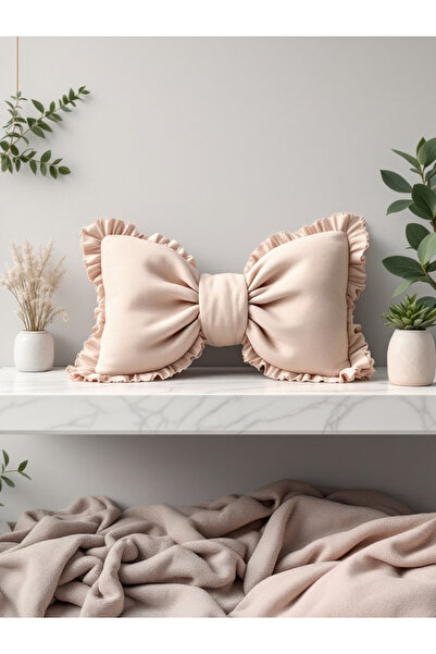 FARCY Διακοσμητικό μαξιλάρι XXL με βολάν και φιόγκο, κορδέλα με φιόγκο, δώρο μαξιλάρι για ριχτάρι