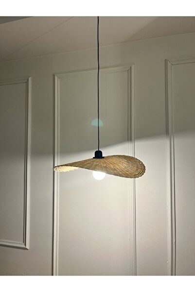 Zeron Home El Yapımı Bambu Örgü Sarkıt Avize – Doğal Form Tasarım Aydınlatma