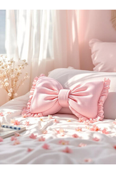 FARCY Pernă decorativă cu aspect de fundă cu volane, cu fundă umplută cu pang...