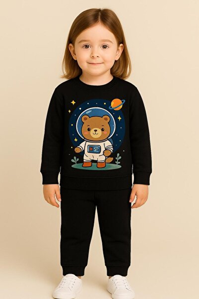 MODA Σετ παιδικής φόρμας με στάμπα αρκουδάκι, μακρυμάνικο, με λαιμόκοψη ποδηλ...