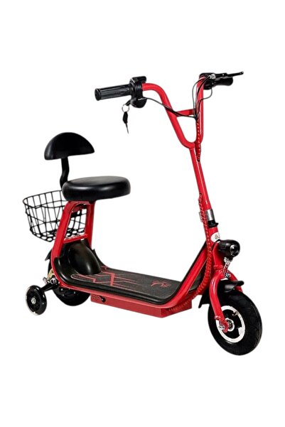 Rally Electric Scooter for Kids with Seat and Rear Basket 48V Battery Foldable Kick Scooter with Front LED