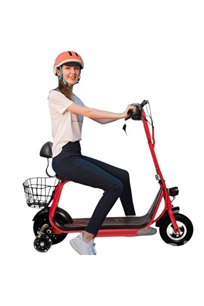 Rally Electric Scooter for Kids with Seat and Rear Basket 48V Battery Foldable Kick Scooter with Front LED