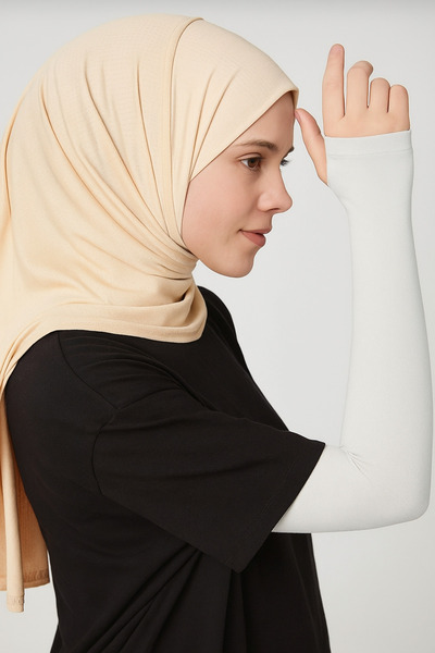 a02teks Practical Hijab Sleeve Combed Prayer Sleeve Plain White