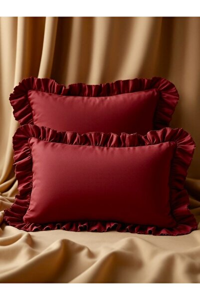 FARCY Ruffled Square and Rectangular Inner Filled Decorative Pillow Throw Pillow Cushion Set (2 Pieces)