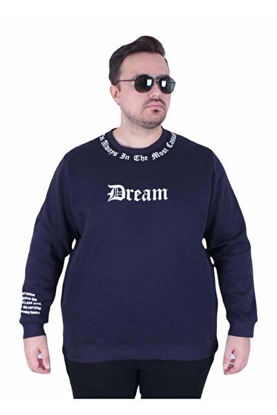 Starbattal Μεγάλο μέγεθος Crew Neck 3ip Sweat Dream 25715 ΣΚΟΥΡΟ ΜΠΛΕ
