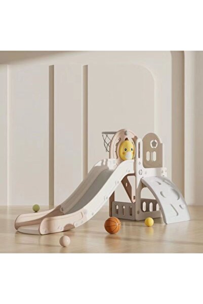 TSUMAB مجموعة ألعاب ومنزلق للأطفال 3 في 1 مع حلقة كرة سلة وسلم تسلق - ملعب دا...