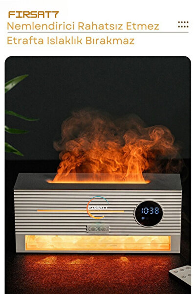 Fırsat7 Ultrasonik Şömine Saat Alarm Göstergeli Hava Nemlendiricisi 260ML Taş...