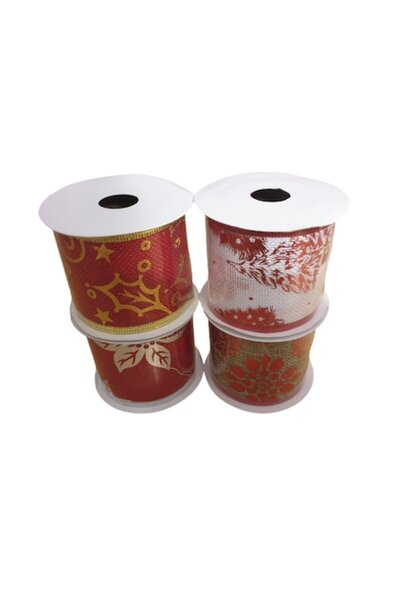 idei Set 4 panglici decorative de Crăciun, lățime 6,0 cm, lungime 2,5 m, mult...