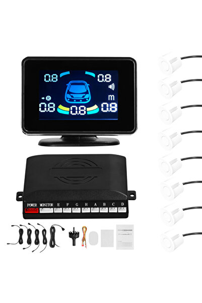 choice2 WHITE Car Parking Sensor Reversing Radars System Front & Rear Support...