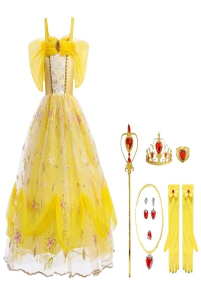 THK Set costum Disney Belle Frumoasa și Bestia THK, Baghetă magică, Coroană, ...