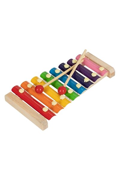 SHOPIENS Xilofon Lemn Montessori, 8 Clape Multicolor, Avertisment 3+ Ani, MYO...